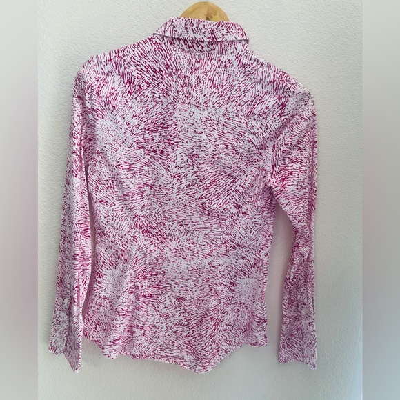 Calvin Klein Patterned Button Down Long Sleeve Collared Shirts - Pink and Black - Picture 12 of 13